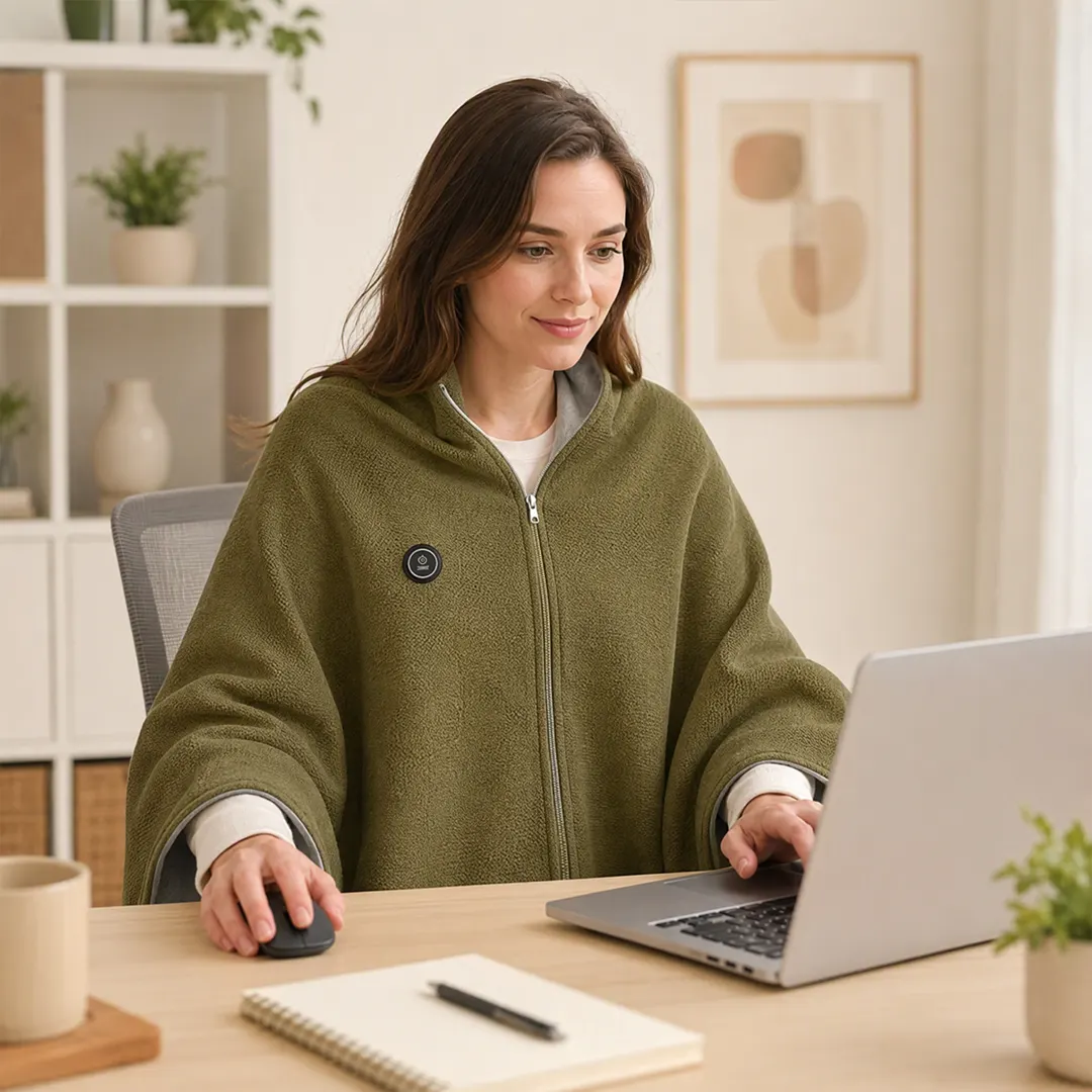 Warmora heated cape in green